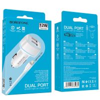 Автомобильное ЗУ Borofone BZ14 Lightning 2USB 2.4A White